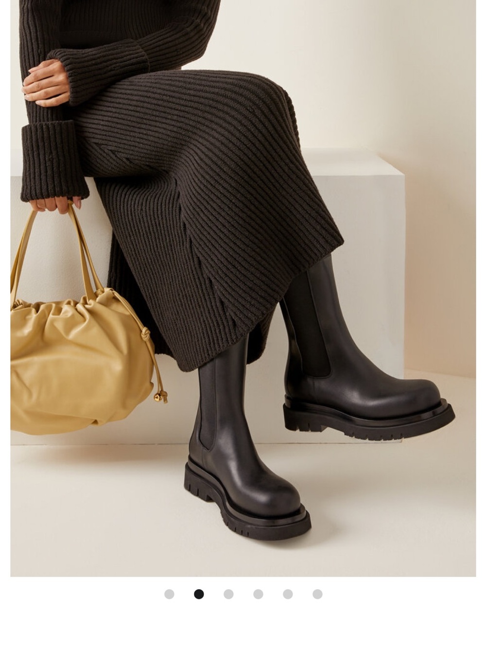 Bottega Veneta Black Lug-Sole Chelsea Boots